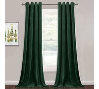 StangH Tende in velluto verde scuro 108, con occhielli extra lunghi, oscuranti, per porte scorrevoli, per la privacy, per uffici temporanei/spazi condivisi, larghezza 132 x lunghezza 274 cm, 2