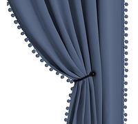 StangH Tende oscuranti blu pietra 213,4 cm, per soggiorno/patio porta scorrevole, pannelli isolati termicamente con pompon, per camera da letto, cameretta dei bambini, decorazione per la casa, 132 x