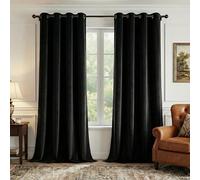 StangH Tende oscuranti in velluto nero, lunghe 213,4 cm, con occhielli, isolamento termico, per soggiorno, colore nero, larghezza 132 x lunghezza 213 cm, 2 pezzi