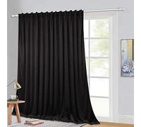 StangH Tende oscuranti in velluto per porta scorrevole, sfondo nero, tende verticali isolate termicamente, oscurità profonda, pannello extra largo per studio, nero, 254 x 304 cm, 1 pannello