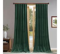 StangH Tende verdi in velluto, extra lunghe, oscuranti, per camera da letto, soggiorno, tenda decorativa a risparmio energetico per porta scorrevole, 132 x 120 cm, 2 pannelli