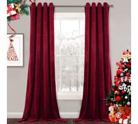 StangH Theater - Tende in velluto rosso - decorazioni invernali in morbido velluto spesso tendaggi alla luce del sole oscuranti, protezione della privacy per camera da letto principale/Halloween, 132,1 x 213,4 cm, 2 pannelli