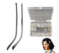 Stanghette occhiali ricambio metalliche, kit con 1 paio di stanghette nere larghe + 10 naselli a strisce + 10 naselli a cuscinetto + attrezzo 3 in 1 + viti, compatibile con occhiali sole/let