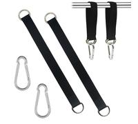 Stankey Up Set di 2 ganci per altalena, sacco da boxe e amache, cinghie in nylon con 2 moschettoni e anelli a D, portatili, per altalene, amache e allenamenti (nero)