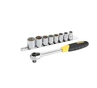 Stanley 0-94-611 Set 9 Pezzi Cricchetto Microtough con Bussole, 3/8 Pollici