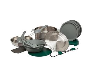 Stanley 1913 Adventure Full Kitchen Basecamp Cook Set 3,5 l - Gavetta da campeggio con 11 pezzi - Gavetta outdoor - Elemento componibile - Pentola in Acciaio Inossidabile con coperchio con sfiato