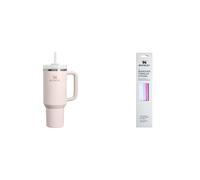 STANLEY 1913 Quencher H2.0 FlowState Borraccia con Cannuccia 1.2L - Freddo per 11 Ore - Bevanda Ghiacciata fino a 48 Ore - Include Set di Cannucce (Confezione da 4) - Rose Quartz