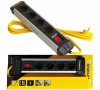 Stanley Alluminio Spina Multipresa 4-Fach con Interruttore IP20 2m Cavo Ciabatta