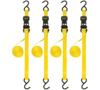 STANLEY Cinghie a cricchetto S10004-12 nero/giallo, 2,5 x 30,5 m, carico di lavoro sicuro 226,8 kg, resistenza alla rottura 0,7 kg, confezione da 4