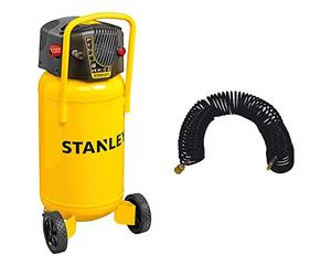 Stanley Compressore Verticale D230/10/50V 50Lt 2Hp & TUBO IN NYLON SPIRALATO DA 15 MT CON ATTACCHI A BAIONETTA PER COMPRESSORE