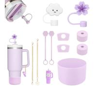 Stanley Cup Accessori Set,Set Di Accessori Stanley Cup,Stivale In Siliocne Stanley Cup,Riutilizzabile, Silicone Antipolvere Modelli Carini Adatto Per Accessori Stanley Da (Violet)