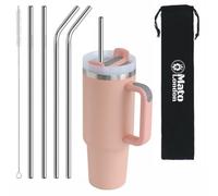 Stanley Cup - Cannucce di ricambio da 10 mm x 315 mm, in acciaio inossidabile, compatibili con Stanley 2.0 e Quencher | Cannucce lunghe riutilizzabili in metallo con sacchetto e spazzola per la