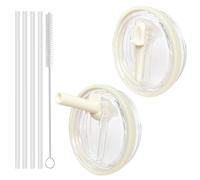 Stanley Cup Coperchi Set di 2, Stanley 40 oz Coperchi di ricambio per tazze in vetro con 4 cannucce e 1 spazzola per la pulizia, Stanley Cup Accessories (Beige)