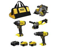 STANLEY FatMax Kit SFMCK469M2 (SFMCD711 + SFMCF800 + SFMCG400 + SFMCS500 + 2 x 4,0 Ah + Caricabatterie + Borsa XL)
