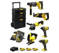 STANLEY FatMax Kit SVK704 (SFMCH900 + SFMCG400 + SFMCD720 + SFMCF800 + SFMCS500 + SFMCS600 + SFMCS300 + 3 x 2,0 Ah + Caddy 3en1)
