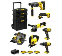 STANLEY FatMax Kit SVK708 (SFMCH900 + SFMCG400 + SFMCD711 + SFMCF800 + SFMCS500 + SFMCS600 + SFMCE500 + 3 x 2,0 Ah + Caddy 3en1)