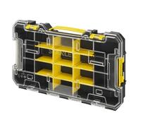 STANLEY® FATMAX® PRO-STACK™ - Grande organizer poco profondo, divisori rimovibili, coperchio trasparente, sistema di archiviazione portatile impilabile, maniglia per il trasporto, 43,8 x 7 x 24,5 cm