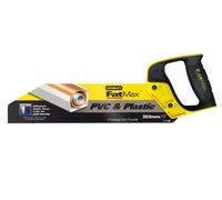 STANLEY FATMAX Sega per PVC e plastica 300 mm 11TPI, 2-17-206 | Lama in acciaio S2, impugnatura comoda bimateriale, lama spessa 1 mm, denti temprati a induzione