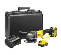Stanley SFMCG400M2K-QW Mini-smerigliatrice V20 Li-Ion 18V con 2 batterie 4AH + caricabatterie 2A e custodia per il trasporto