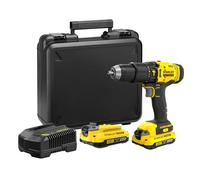STANLEY FATMAX Trapano avvitatore a percussione a batteria da 18 Volt SFMCD711D2K-QW (trasmissione a 2 velocità, coppia massima 50 Nm, luce LED, con 2 batterie da 18 V/2 Ah, caricabatterie, valigia)