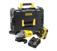 STANLEY FATMAX V20, smerigliatrice angolare Brushless da 125 mm, include batteria agli ioni di litio da 4,0 Ah, caricatore da 2 A e custodia PRO-STACK, 18 V, SFMCG710M1T-QW