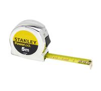 STANLEY Flessometro Powerlock 5m, metrico, 0-33-552 | Larghezza lama 13 mm, precisione classe II, lama resistente, gancio Tru-Zero, design compatto, facile da leggere