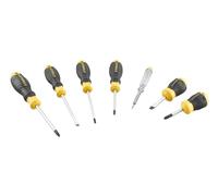 STANLEY Juego de 6 destornilladores Cushion Grip: Plana, Phillips y Test de Voltaje per artigiani e fai da te, per lavori precisi e rapidi