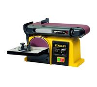 STANLEY - Levigatrice da banco 370 W 2-in-1 disco 150 mm e nastro 100 × 914 mm - base in ghisa stabile per levigatura e lucidatura legno e metalli