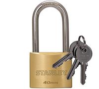 Stanley Lucchetto Arco Lungo in Acciaio Cementato, Corpo in Ottone Massiccio 40 mm, 3 Chiavi