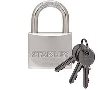 Stanley Lucchetto Marino Ottone Massiccio Cromato 30 mm Con Arco Standard in Cemento Cementato, Finitura in Nichel/Cromo, per Ambienti Salini O Caustici; 3 Chiavi, S742-011