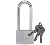 Stanley Lucchetto Marino Ottone Massiccio Cromato 50 mm Con Arco Lungo in Cemento Cementato, Finitura in Nichel/Cromo, per Ambienti Salini O Caustici; 3 Chiavi, S742-017