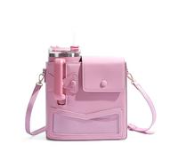 Stanley - Portabicchieri a tracolla, portatile, per contenere bottiglie d'acqua e bottiglie, per esterni, Rosa, Moda