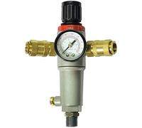 Stanley Riduttore di pressione con manometro 152172XSTN - Filtro, Riduttore di pressione e Manometro - Max. 10 Bar - Lettura in Bar/PSI - 3/4 "M + 2 attacchi rapidi