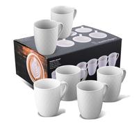 Stanley Rogers Set di tazze 6 pezzi - Tazze da caffè dal moderno design a diamante - Materiale New Bone di alta qualità in bianco - Perfette per caffè, tè o cacao - Volume 340 ml