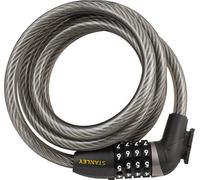 Stanley S755-204 Lucchetto Combinazione per Bici e Moto in Acciaio Zincato con Rivestimento Flessibile in Vinile, Alta Sicurezza, Resistente al Taglio e al Gelo, 12 mm, 4 Cifre, Supporto in Dotazione
