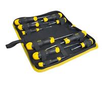 Stanley Set di 10 cacciaviti con impugnatura a cuscino in portafoglio Pozi Flat XMS23SCREW10