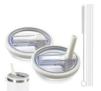 Stanley - Set di 2 coperchi a prova di perdite, riutilizzabili, 1,2 l, con 2 cannucce e 1 spazzola per cannuccia, colore crema