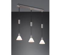 STANLEY SOSPENSONE METALLO ACCIAIO CON 3 DIFFUSORI VETRO BIANCO CON SISTEMA SALISCENDI L. 95CM
