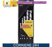 STANLEY STA56035-QZ Set 5 Punte Trapano Precisione Muro Legno Metallo