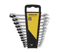 STANLEY STMT82847-0 Set 12 Chiavi combinate a cricchetto Piatte, Grigio