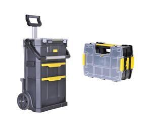 Stanley Stst1-79231 Rolling Workshop Carrello Porta Utensili 2 In 1 & Stst1-71197 Organizer Sort Master, Twin Pack
