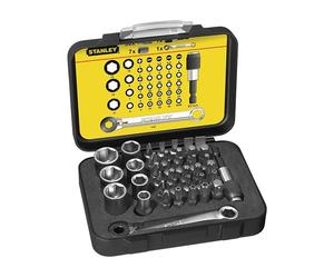 Stanley Tools - Bit & Socket Set di 39 + Ratchet End Metric 1/4 Drive