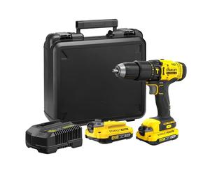 STANLEY Trapano/avvitatore a percussione senza spazzole STANLEY FATMAX V20 da 18 V con 2 batterie da 2,0 Ah, 1 caricabatteria e 1 valigetta/scatola portautensili
