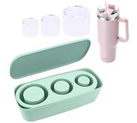 Stanley - Vassoio per cubetti di ghiaccio in silicone con coperchio, stampo per cubetti di ghiaccio in silicone verde