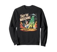 Stanno guardando UFO Chicken Area 51 UAP Tin Foil Hat Humor Felpa