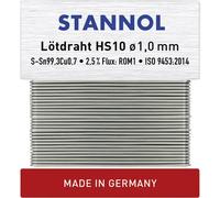Stannol 508596 HS10 Stagno senza piombo senza piombo Sn99,3Cu0,7 ROM1 30 g 1 mm