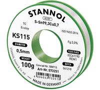Stannol KS115 Stagno senza piombo Bobina Sn99,3Cu0,7 ROM1 100 g 0.5 mm
