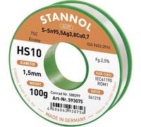 Stannol 593420 HS10 2510 Stagno senza piombo Bobina Sn95,5Ag3,8Cu0,7 ROM1 100 g
