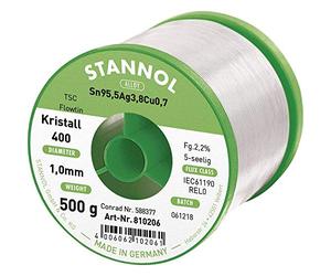 Stannol Flowtin TS Loetzinn, bobina senza piombo, Sn95,5Ag3,8Cu0,7, 500 g, 1 mm