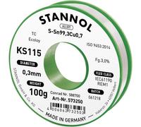 Stannol KS115 Stagno senza piombo Bobina Sn99,3Cu0,7 ROM1 100 g 0.3 mm